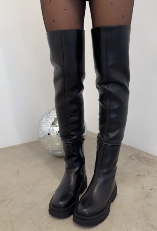 Zippered pull-on knee boots