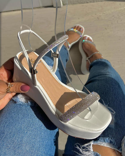 High-grade Rhinestone strappy sandals