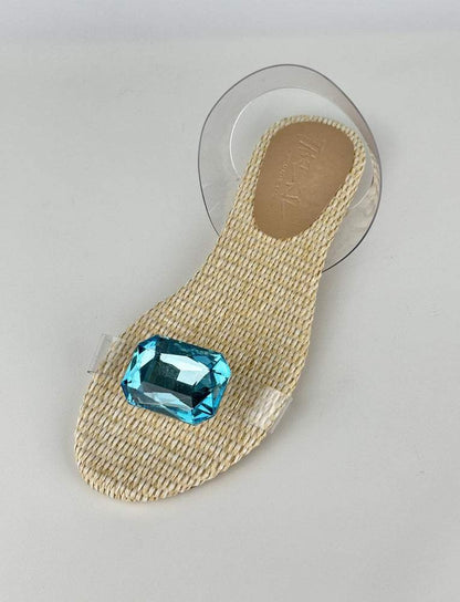 ADIAN WICKER BLUE CRYSTAL SANDAL