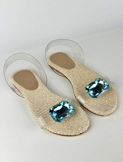 ADIAN WICKER BLUE CRYSTAL SANDAL