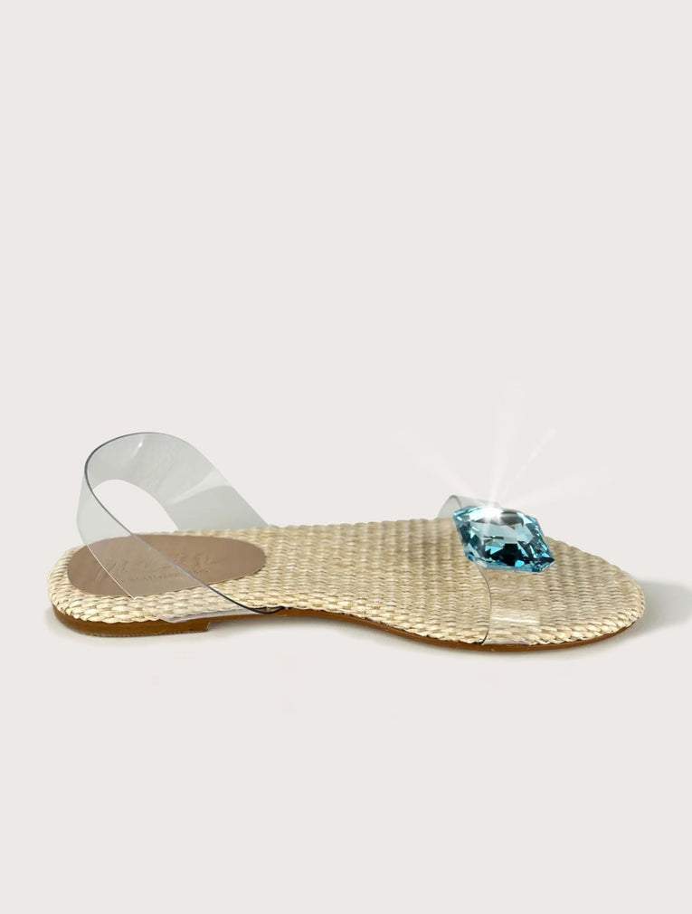 ADIAN WICKER BLUE CRYSTAL SANDAL