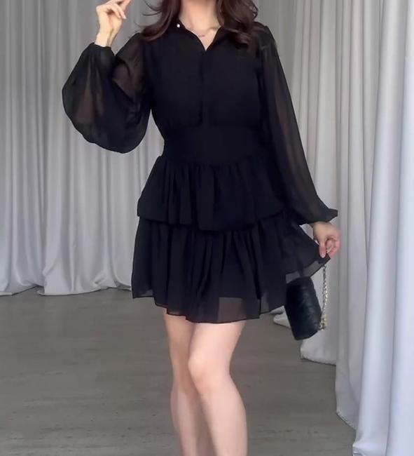 Lantern sleeve fashion gauze waist dress skirt