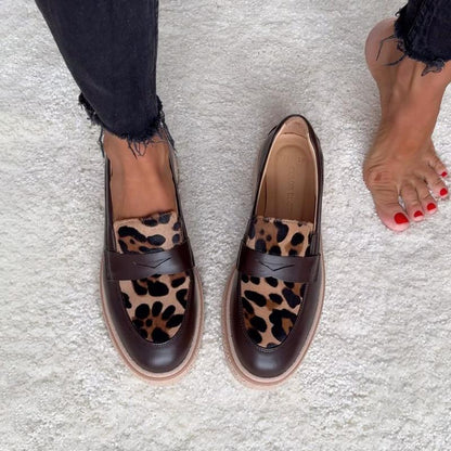 Leopard Print Stitching Women's Shoes Loafers