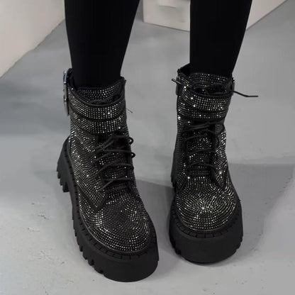 Fashion Full Crystal Stone Martin Boots