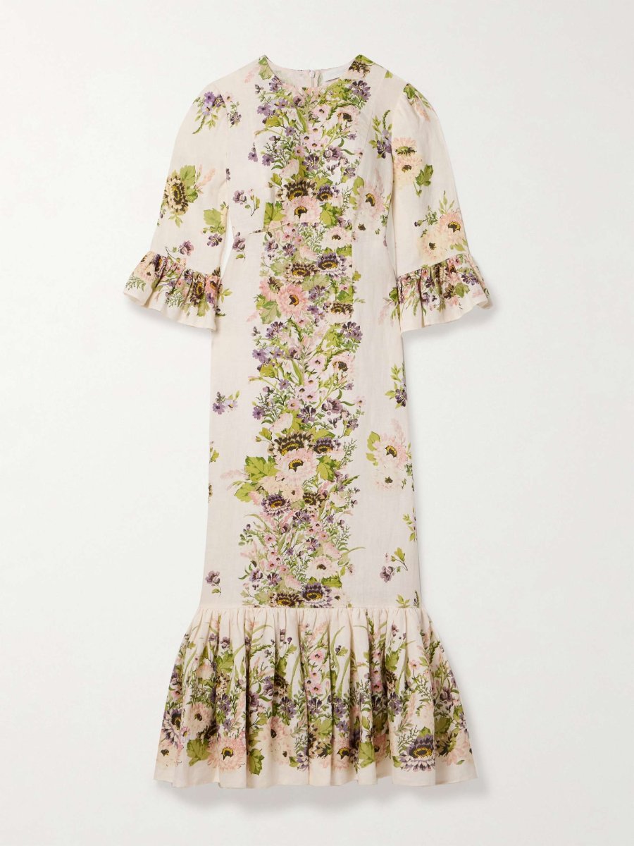 Printed Frill Sleeve Dress