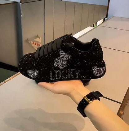 Fashionable diamond-covered platform casual shoes