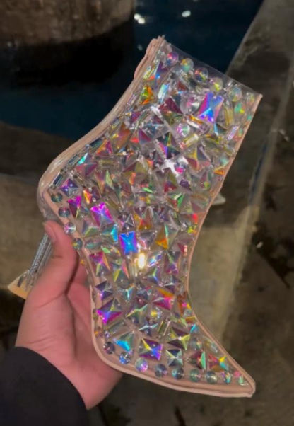 Symphony crystal high heel short boots