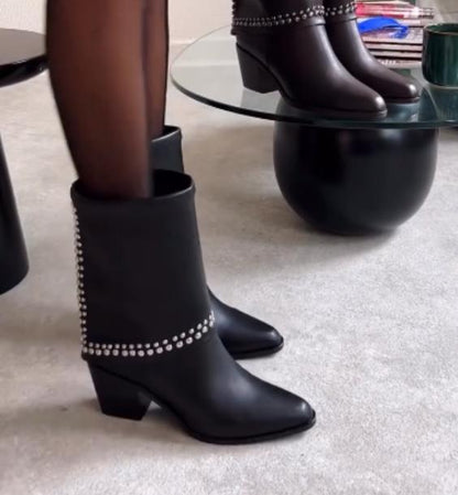 Rivet mid-calf boots