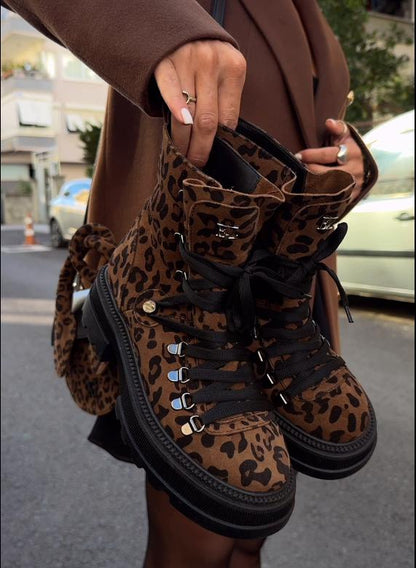 Leopard print Martin boots