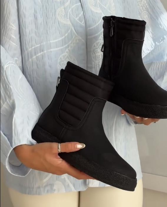 Fashion solid color round toe boots