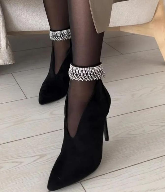 Light luxury rhinestone high heel boots