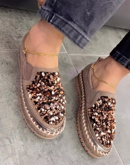 Casual sequined cotton shoes