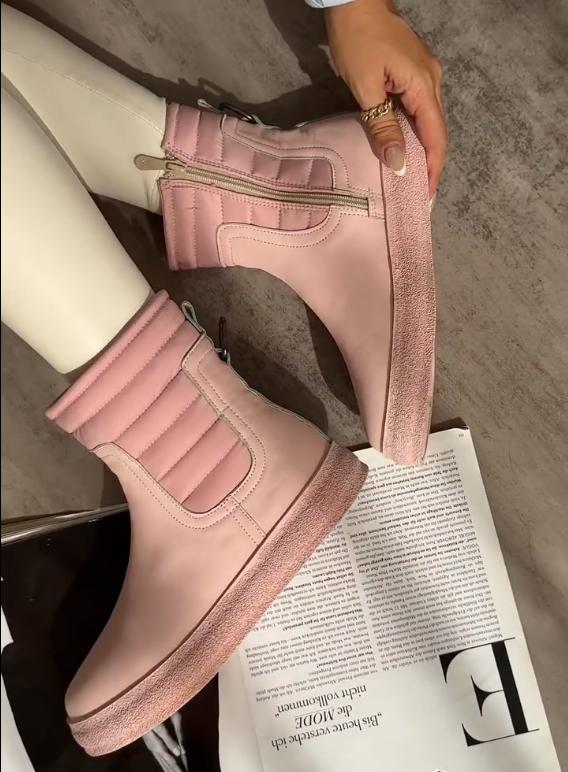 Fashion solid color round toe boots