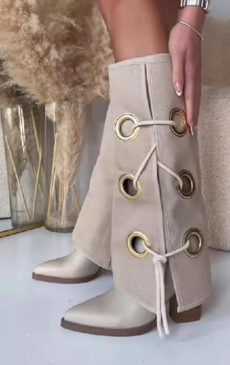 Gold ring strap fashion boots