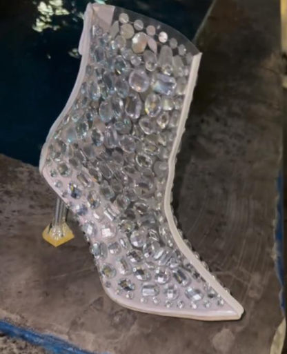 Symphony crystal high heel short boots