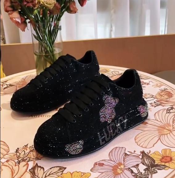 Fashionable diamond-covered platform casual shoes