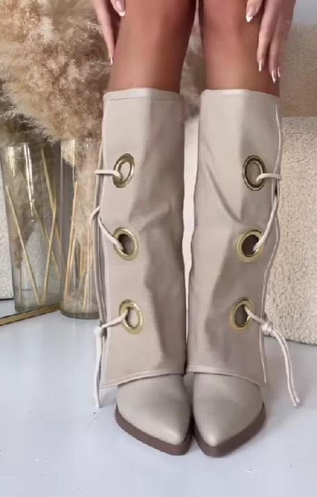 Gold ring strap fashion boots