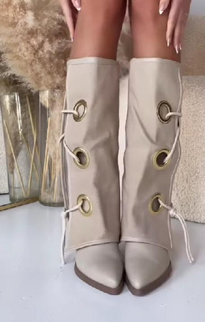 Gold ring strap fashion boots