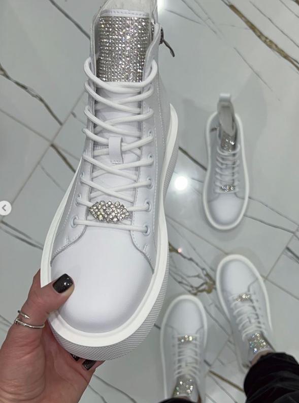 White rhinestone custom martin boots