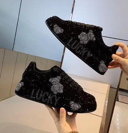 Fashionable diamond-covered platform casual shoes