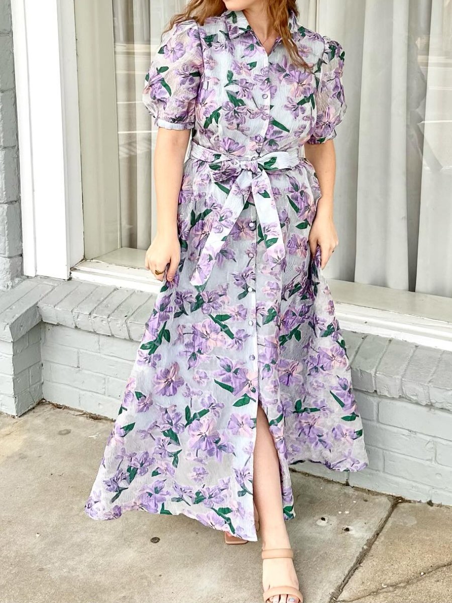 Stunning Purple Floral Midi Dress