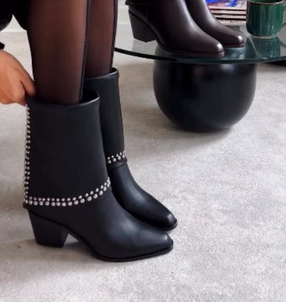 Rivet mid-calf boots