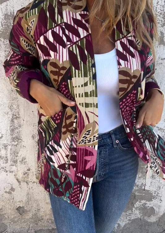 printed cardigan cotton jacket