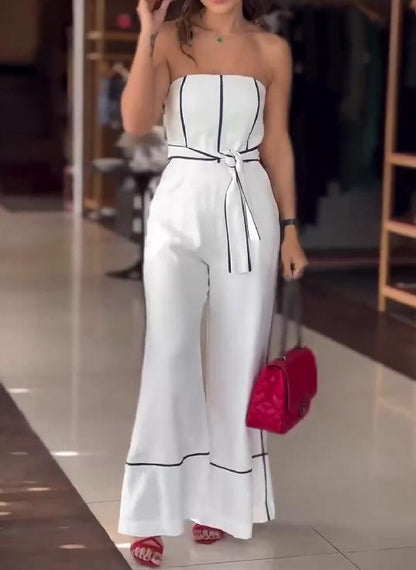 Stylish elegant line print jumpsuit