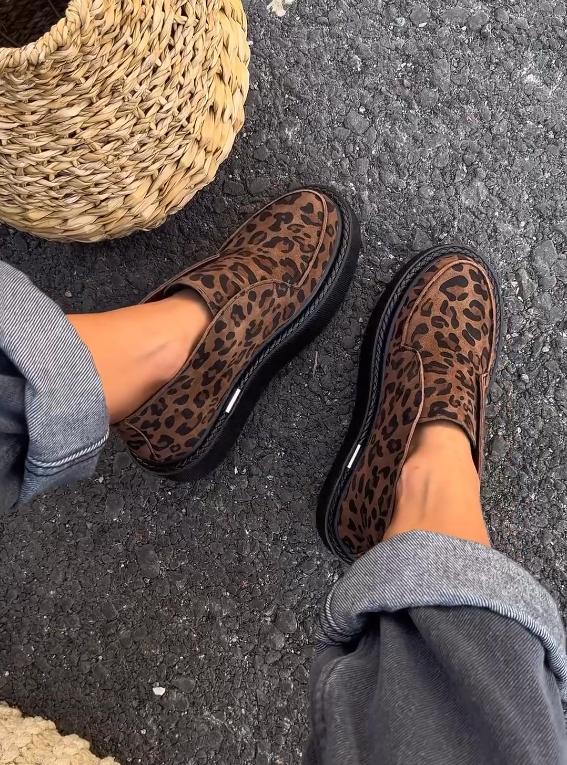 Leopard print fashion flat short boots