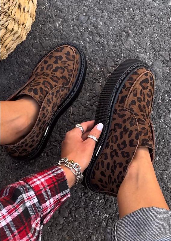 Leopard print fashion flat short boots