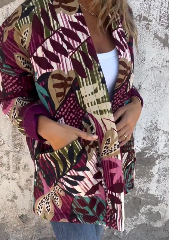 printed cardigan cotton jacket