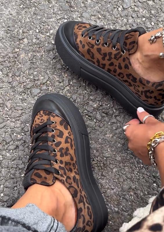 Leopard print canvas casual shoes