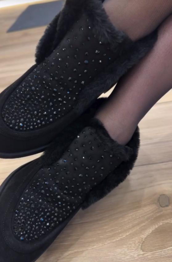 rhinestone wool lining cotton shoes