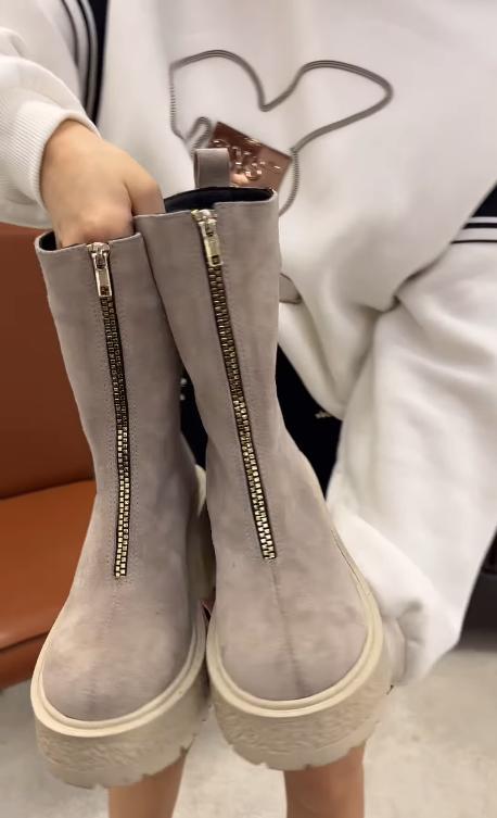 Suede Zippered Fashion Ankle Boots