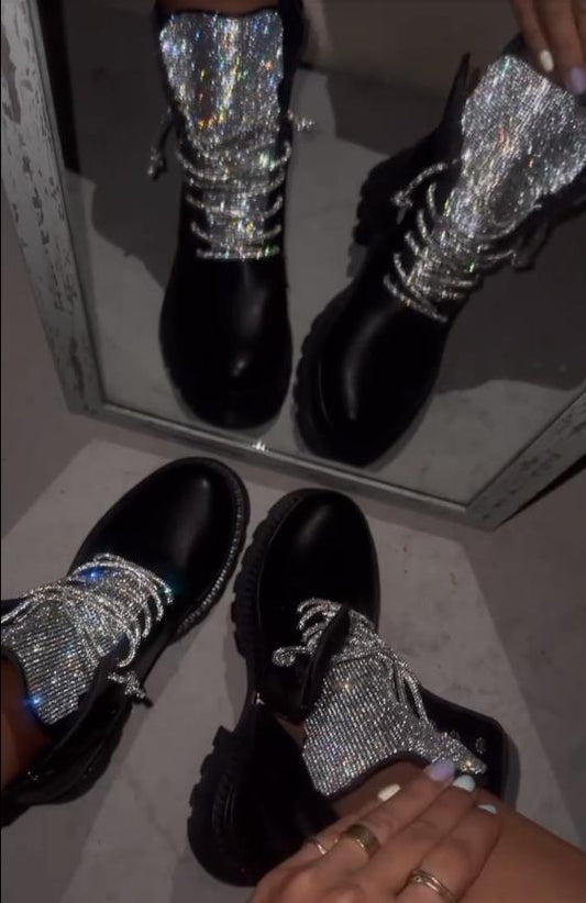 Fine glitter martin boots