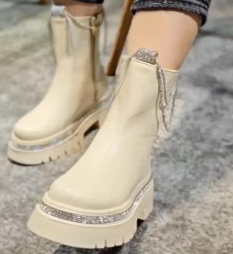 Rhinestone British style Martin boots